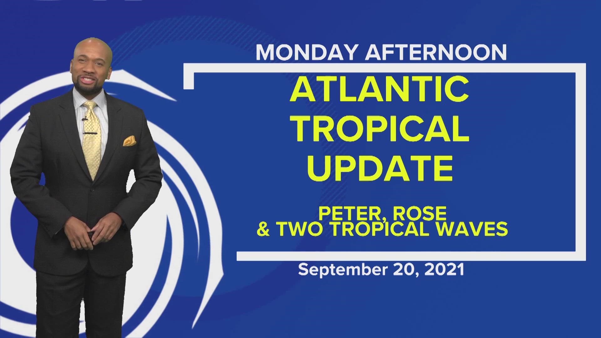 Meteorologist Addison Green is keeping an eye on Tropical Storms Peter and Rose. Both are expected to stay at sea and have minimum impacts to land.