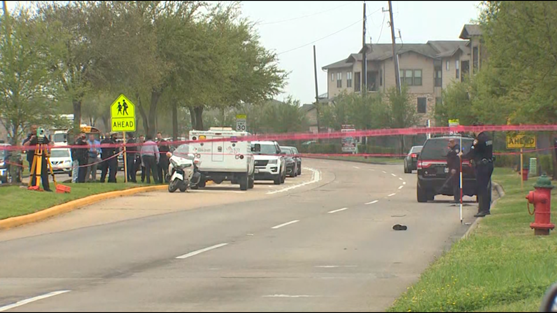 Harris County Sheriff's Office investigators said the suspect ran from responding deputies, was Tased and then ran onto Greenhouse Road, where he was struck.