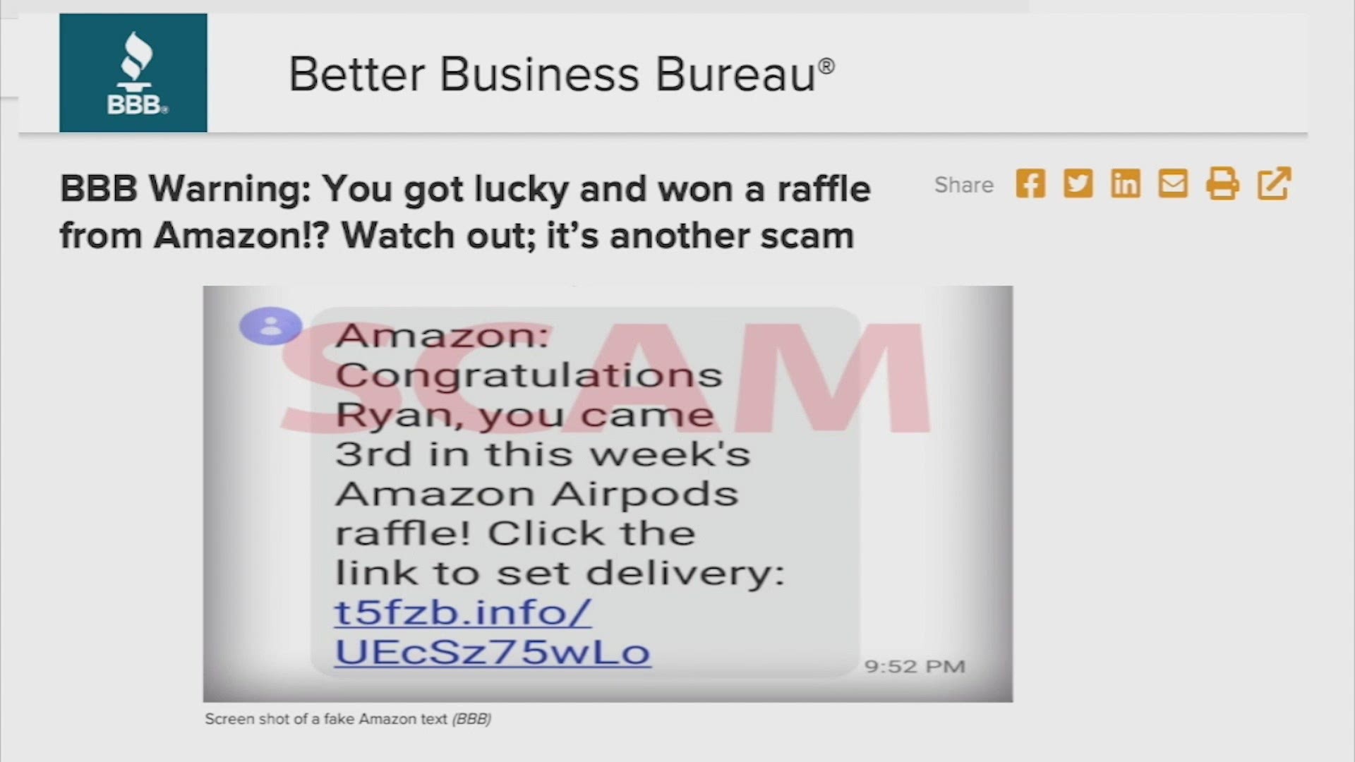 The Better Business Bureau is issuing a warning about this Amazon text scam after hundreds of recent complaints nationwide.