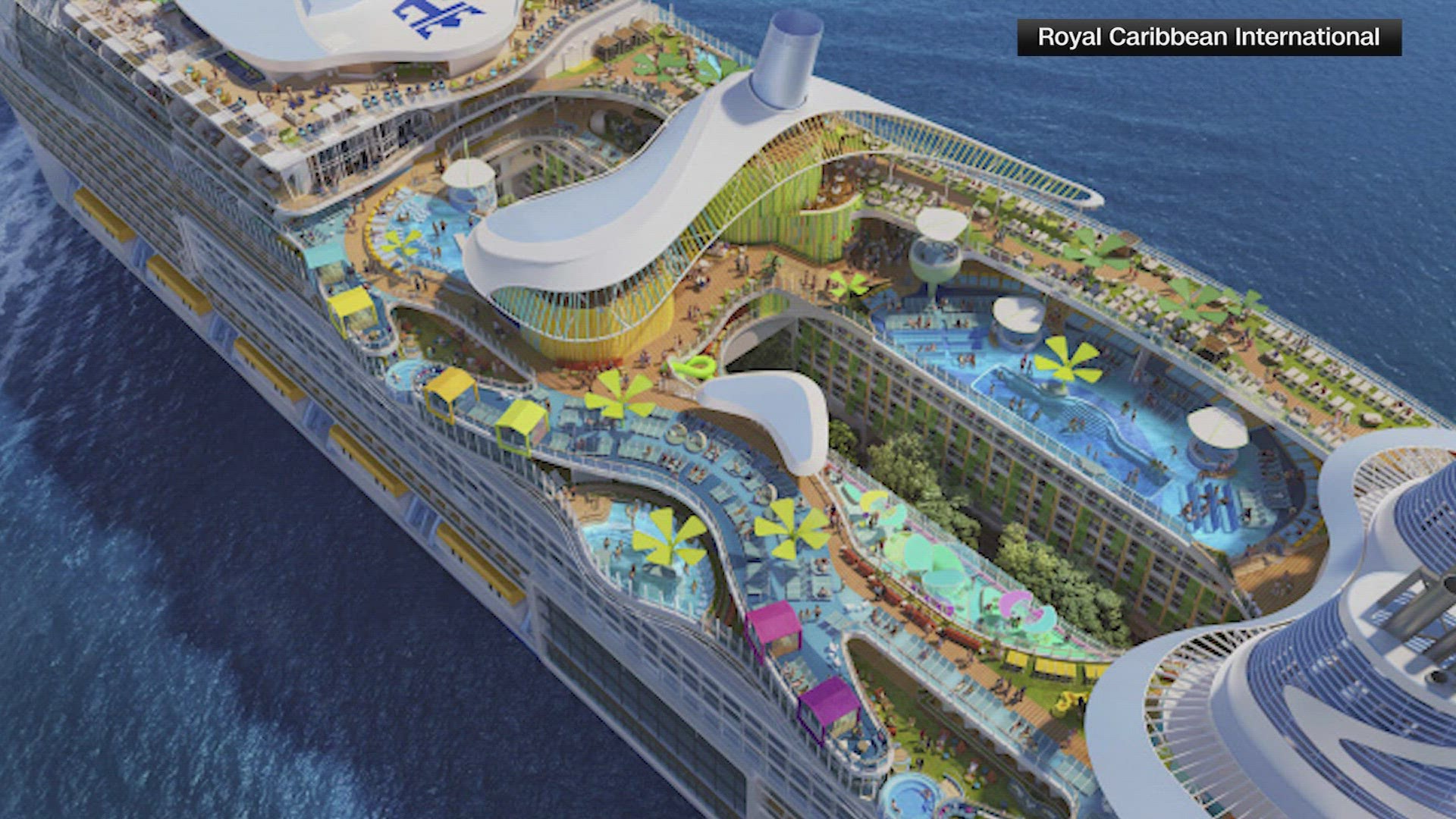 Royal Caribbean’s Icon of the Seas weighs around 250,000 tons and features a water park, more than 40 dining options, seven pools, and 20 decks.