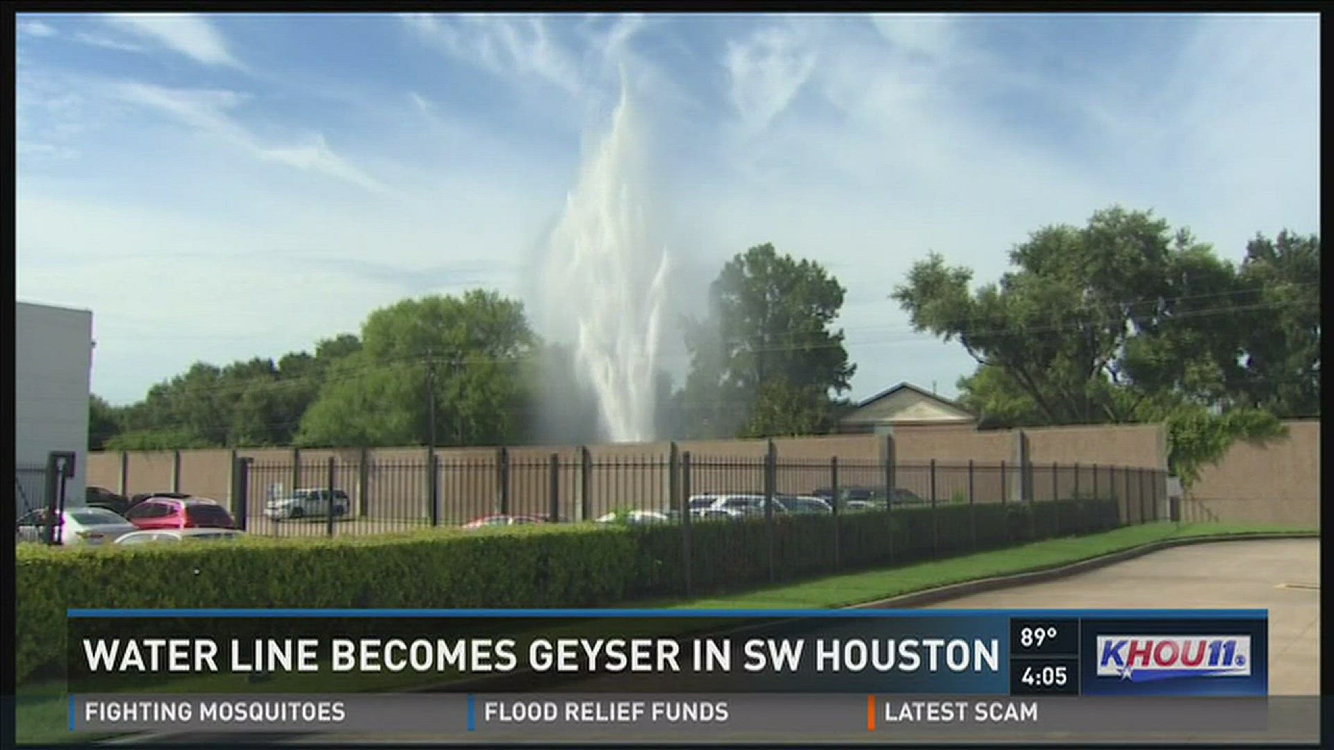 Pipe break sends water shooting into air in SW Houston | khou.com