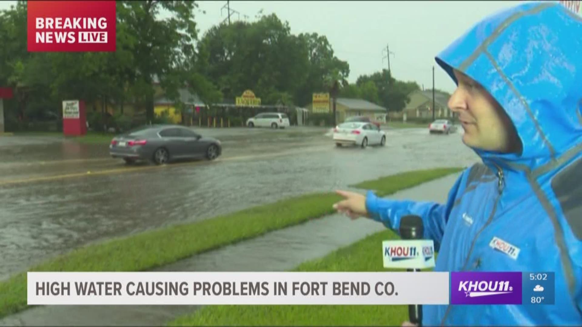 Heavy rain caused some street flooding Wednesday evening in Fort Bend County.