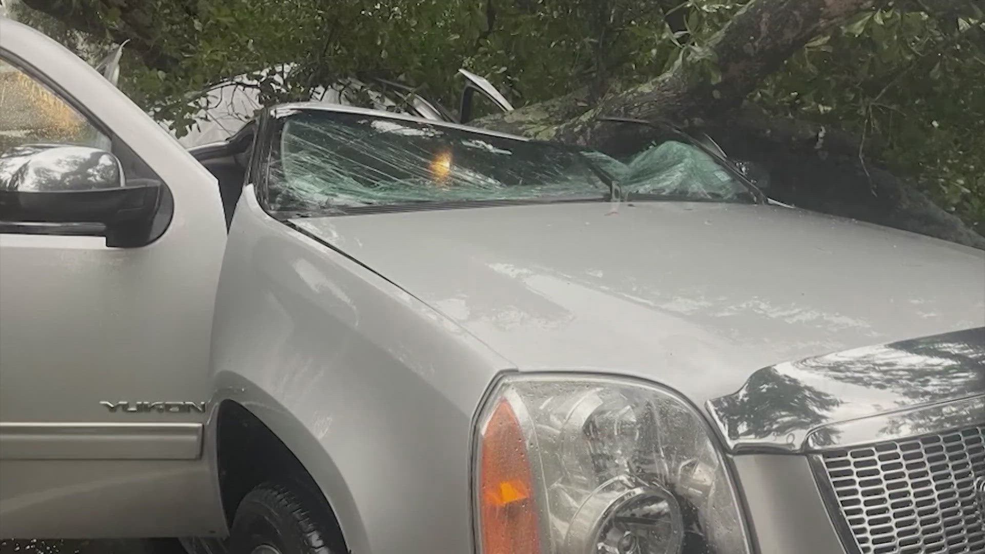 A Tomball man was stuck in his SUV after a tree crashed on it. A single mom pulled him to safety and now he is doing something for her.