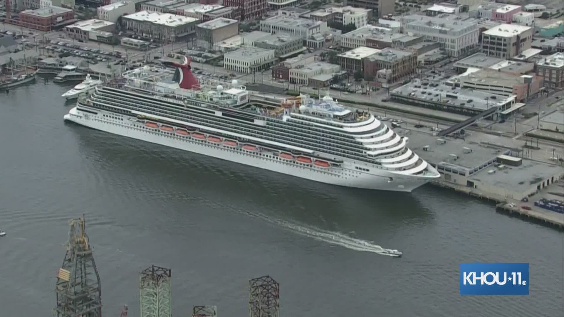 Aerial views of Carnival Vista, the first cruise out of Galveston since
