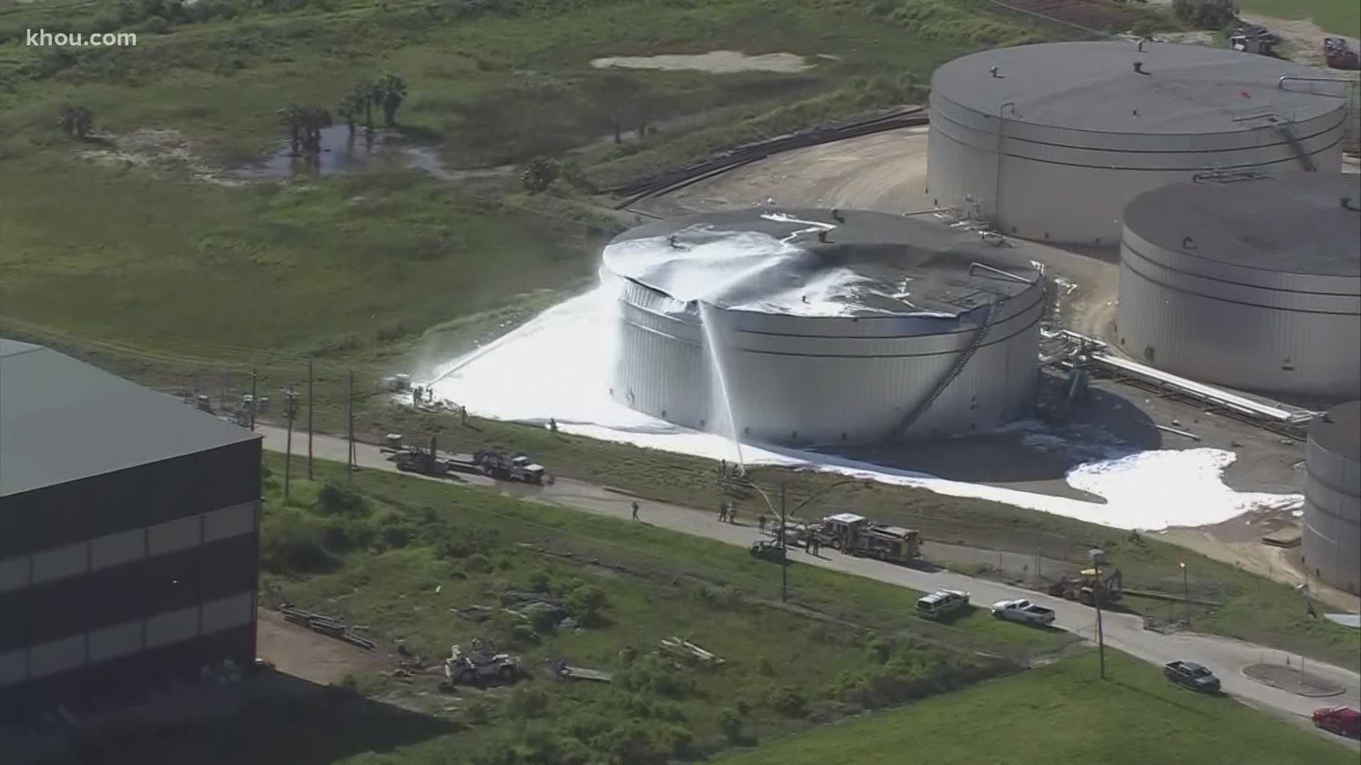 Two workers were injured Tuesday, May 19, 2020, in an oil tank explosion on Pelican Island, which is near Galveston Island.