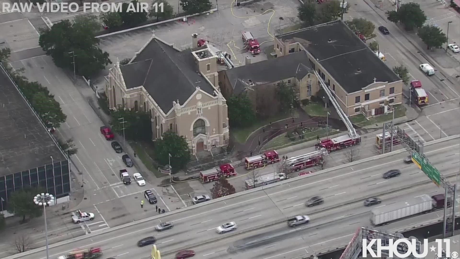 An investigation is underway after a 2-alarm church fire in downtown Houston. The Houston fire chief said the building was the old Co-Cathedral church.