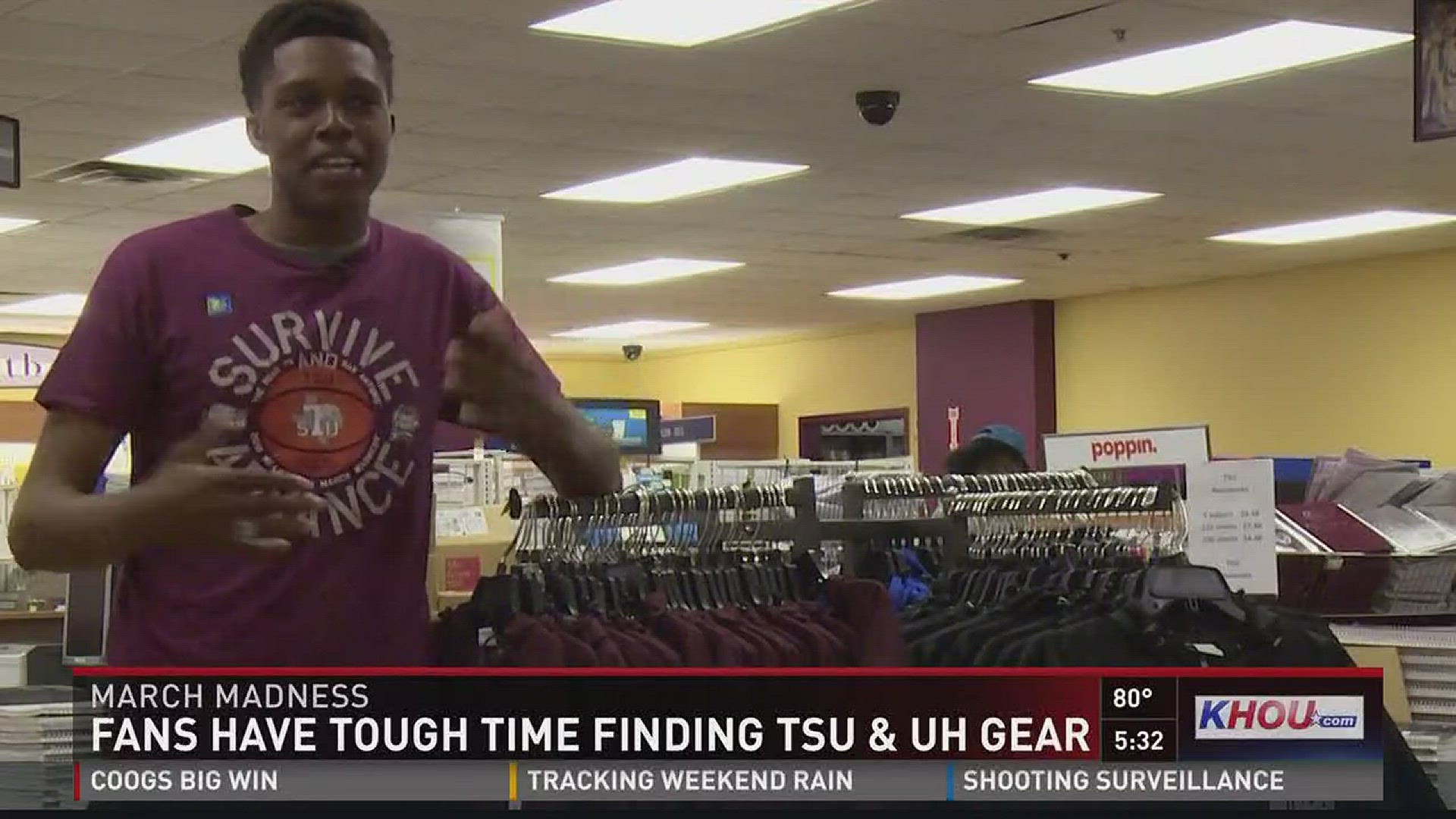 Fans looking to support TSU and UH this weekend may have trouble locating team swag.