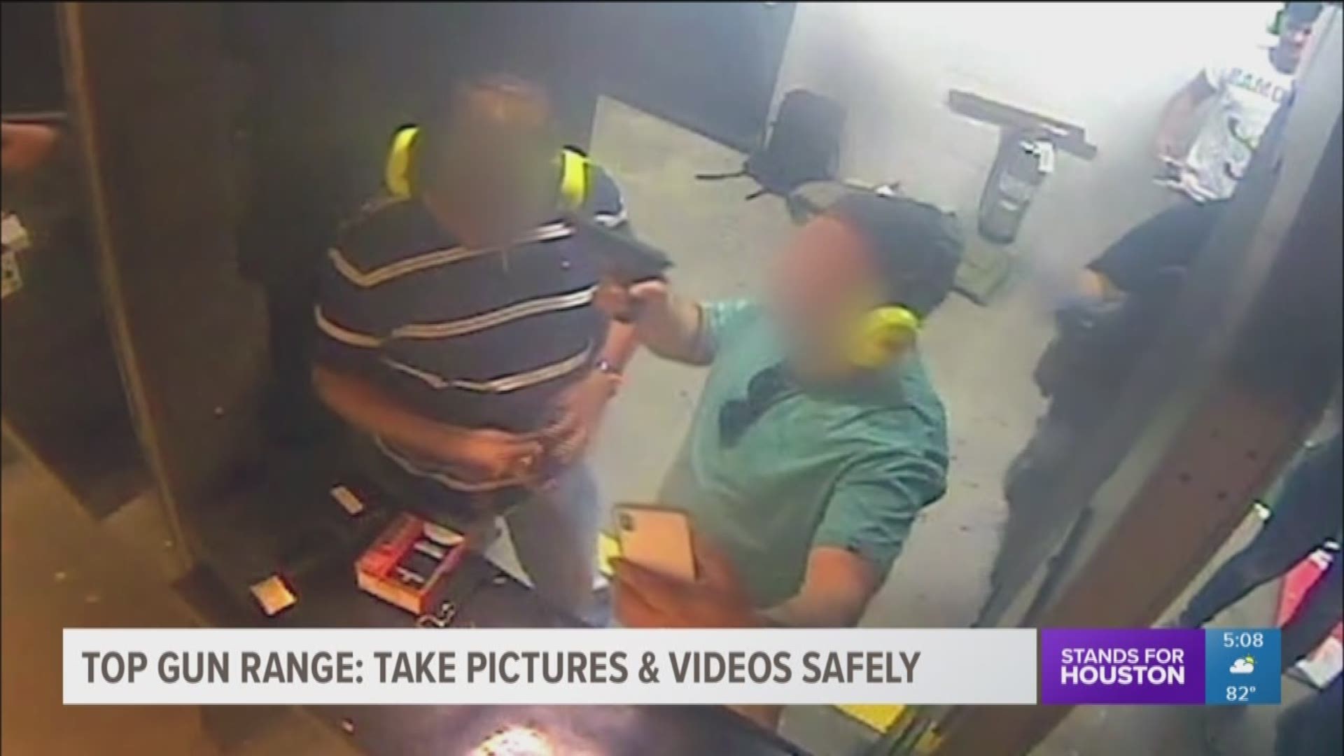 A viral surveillance video from a gun range of a man pointing a gun to his friend's head while taking a selfie is raising warnings about safety.