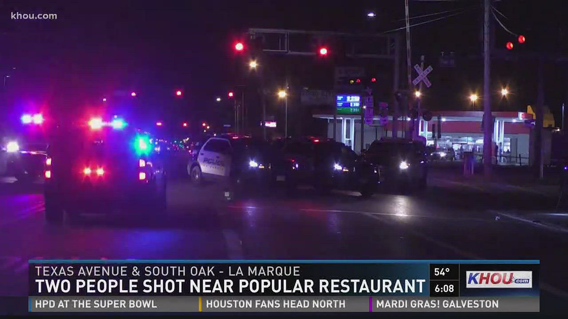 A man was fatally shot and a woman was injured following a disturbance outside a popular La Marque restaurant early Saturday morning.