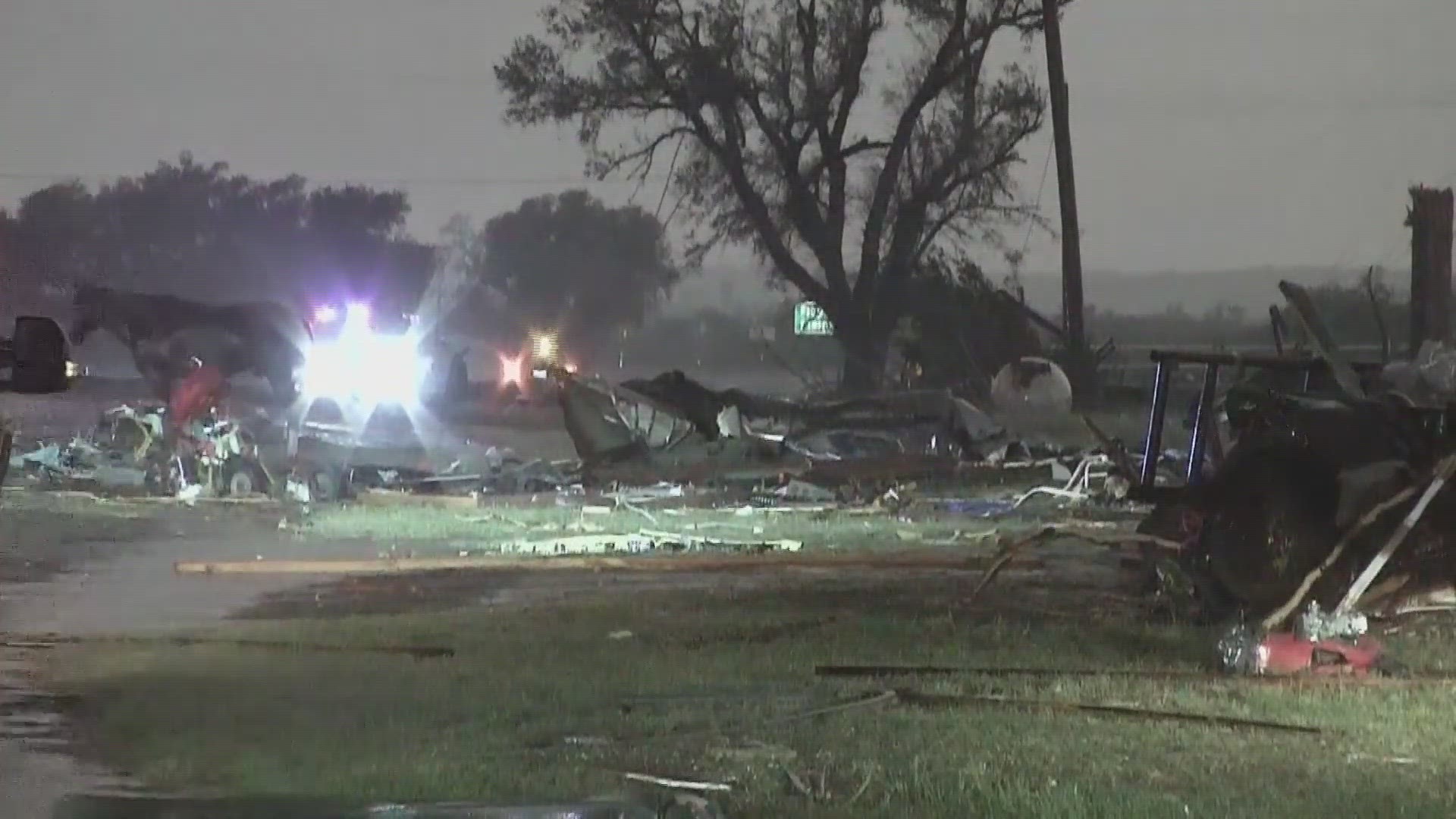 Meteorologists say a rare combination of tornadoes, hurricane-force wind and large hail devastated the small Texas town.