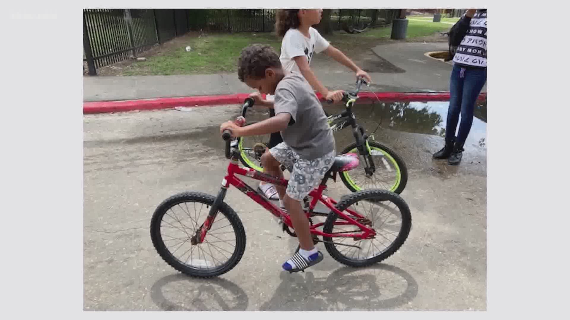 A Houston family spends their free time refurbishing old, broken bicycles for those in need.