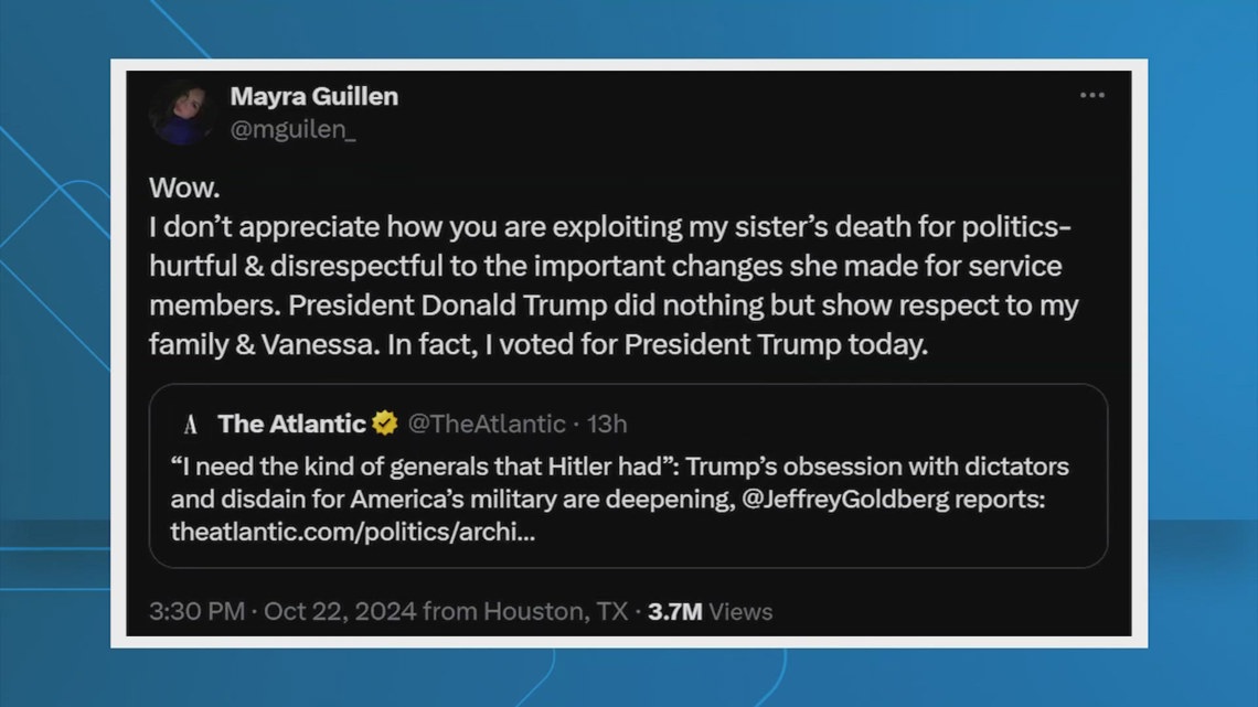 Vanessa Guillen's sister disputes reports that Trump promised, then refused to pay for her funeral | khou.com