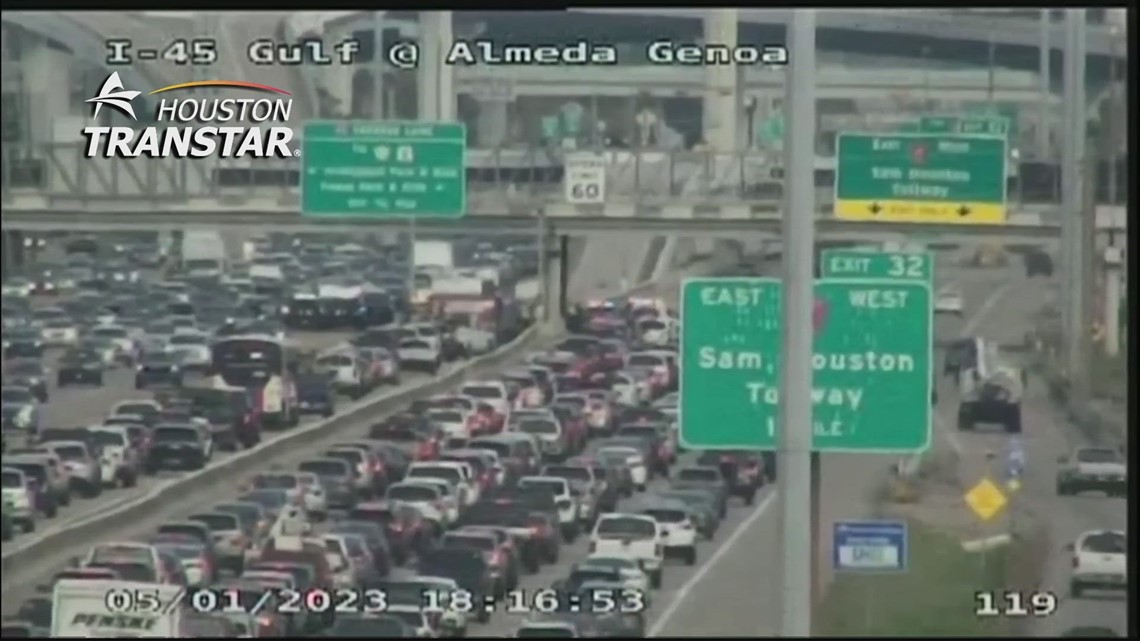 Houston, Texas traffic Gulf Freeway inbound at standstill