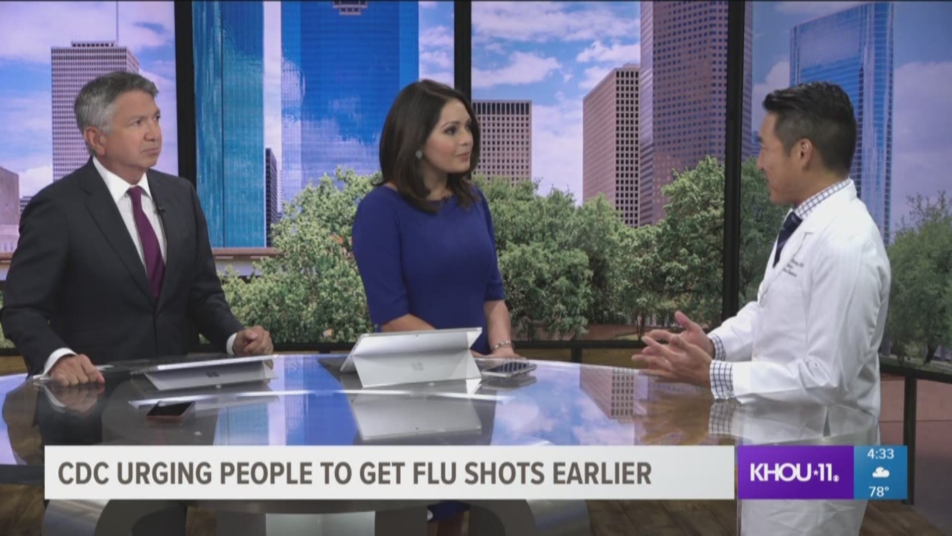 Dr. Michael Chang with Children's Memorial Hermann Hospital speaks with KHOU 11 anchors Rekha Muddaraj and Ron Trevino about getting the flu shot. 