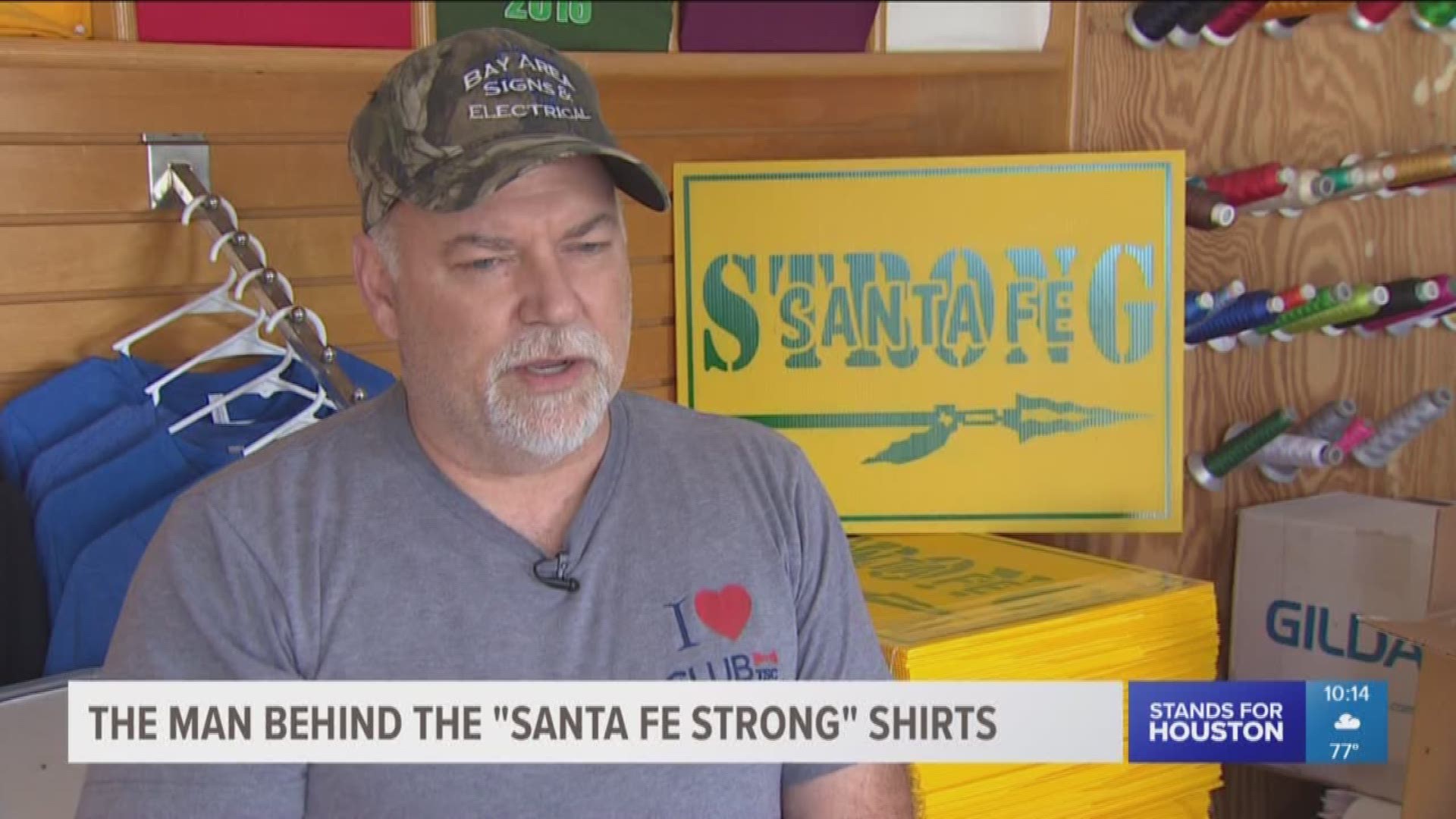 Santa Fe resident and Patriot T's T-shirt shop owner Earnest Roberts created the slogan and design of the "Santa Fe Strong" shirts.