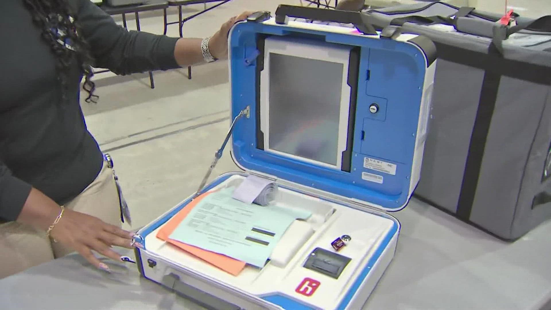 Because Texas law forbids voting results from being electronically transmitted, votes must be driven from 782 polling sites to a central counting center at NRG Park.