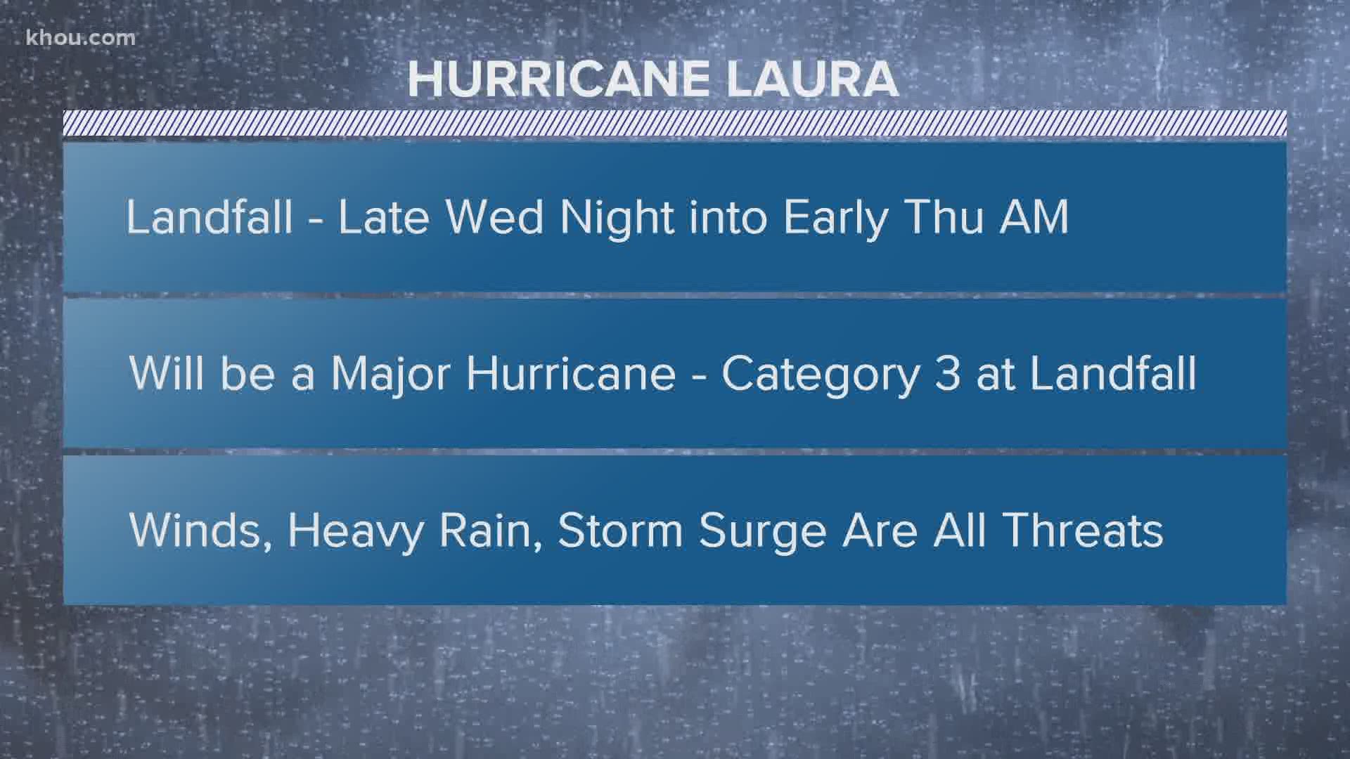 The Houston area is preparing for either a glancing hit or a direct blow from Hurricane Laura.