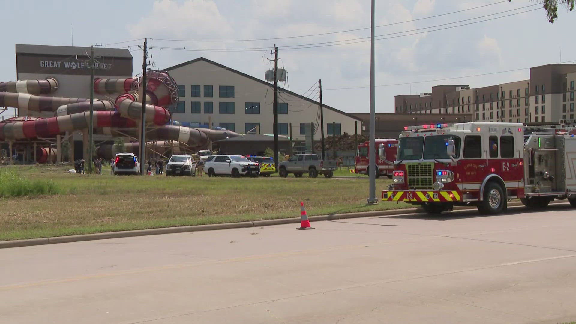 Multiple emergency crews responded to the indoor water park on the day of its grand opening.