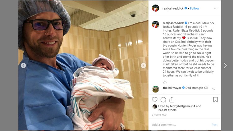 Effingham native Josh Reddick's twin sons are born