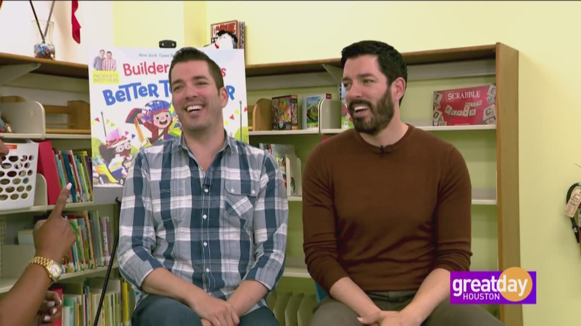 Jonathan and Drew Scott discuss the renovation of a local school library and their new book "Better Together"
