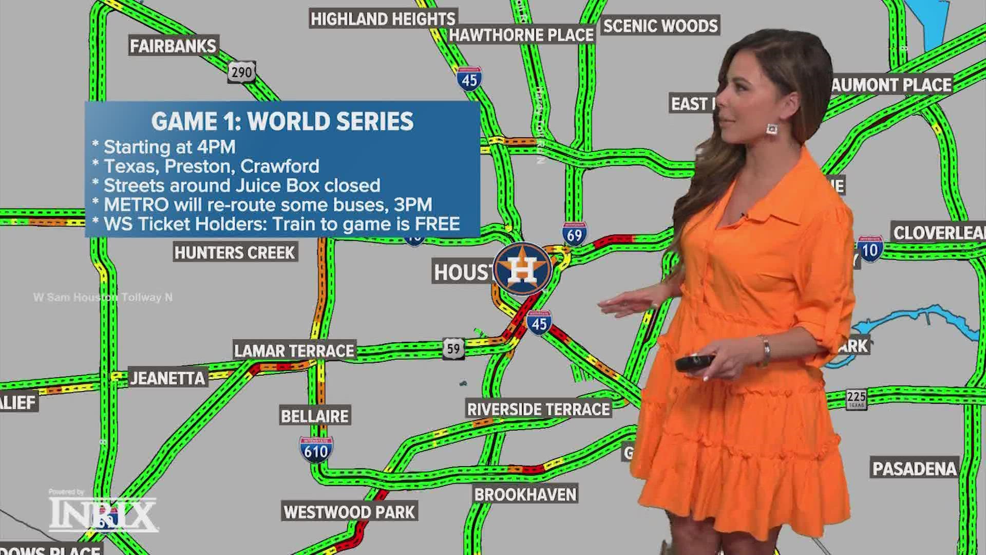 If you're headed to Game 1 of the World Series at Minute Maid Park, then you're going to want to be aware of these road closures to make sure you make it on time.