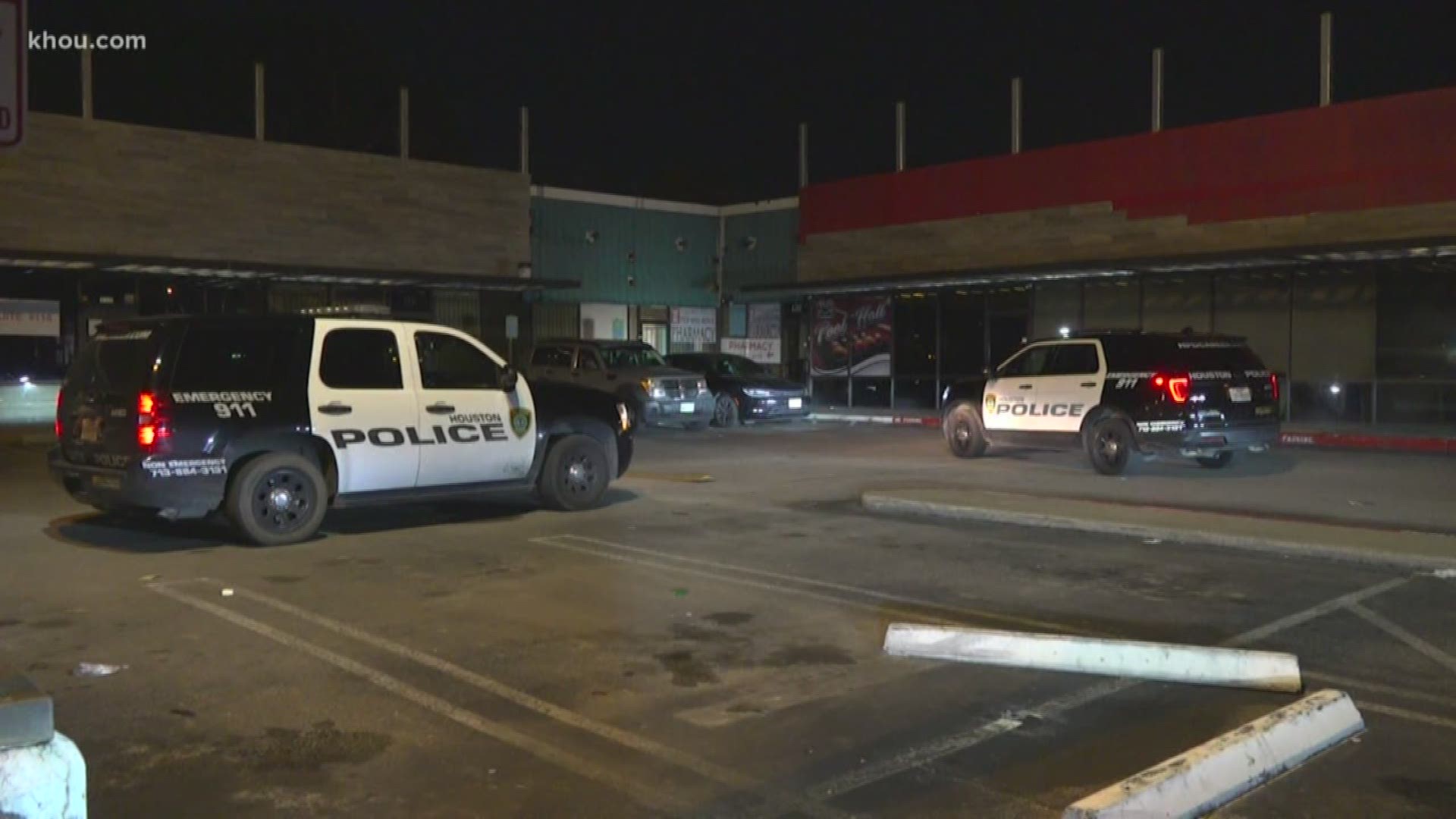 Police are searching for two suspects after one of them was likely wounded by a game room manager during a robbery in north Houston overnight.