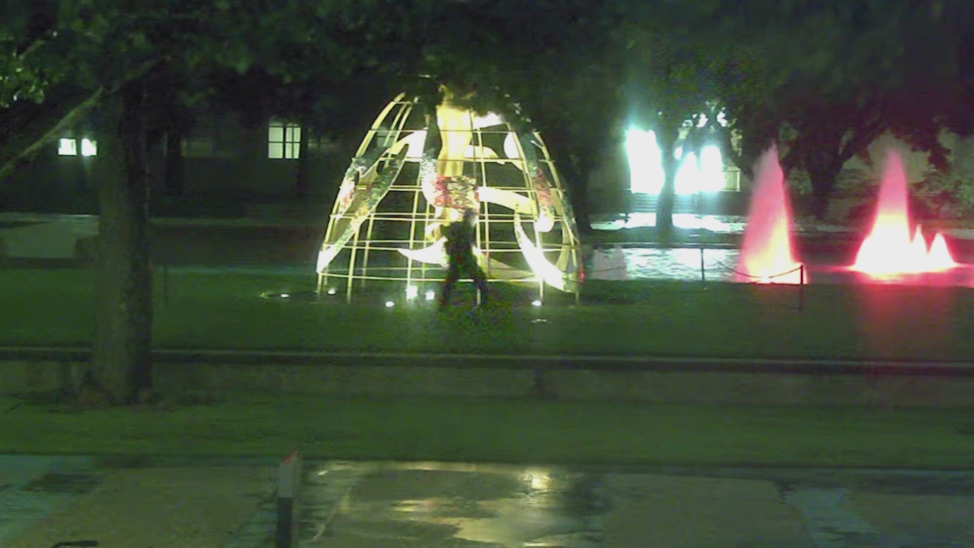 A person was seen on surveillance video damaging a sculpture entitled "Witness," by Shahzia Sikander, which sits in the middle of the UH campus.