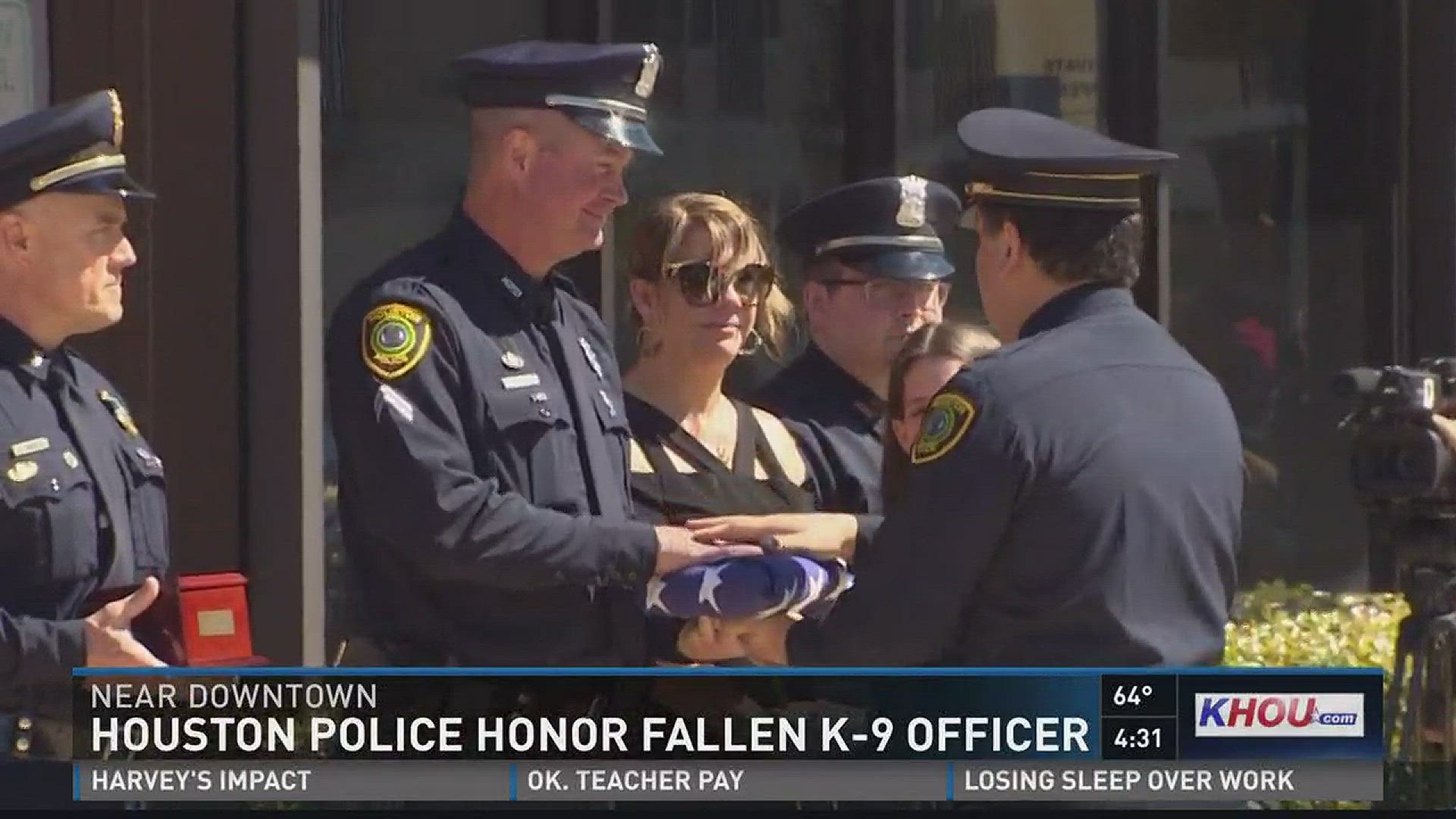 A touching ceremony was held Wednesday to honor a fallen Houston K-9 officer. K-9 Rony was put down last month after suffering an injury in the line of duty. He shattered his leg while chasing a suspect.