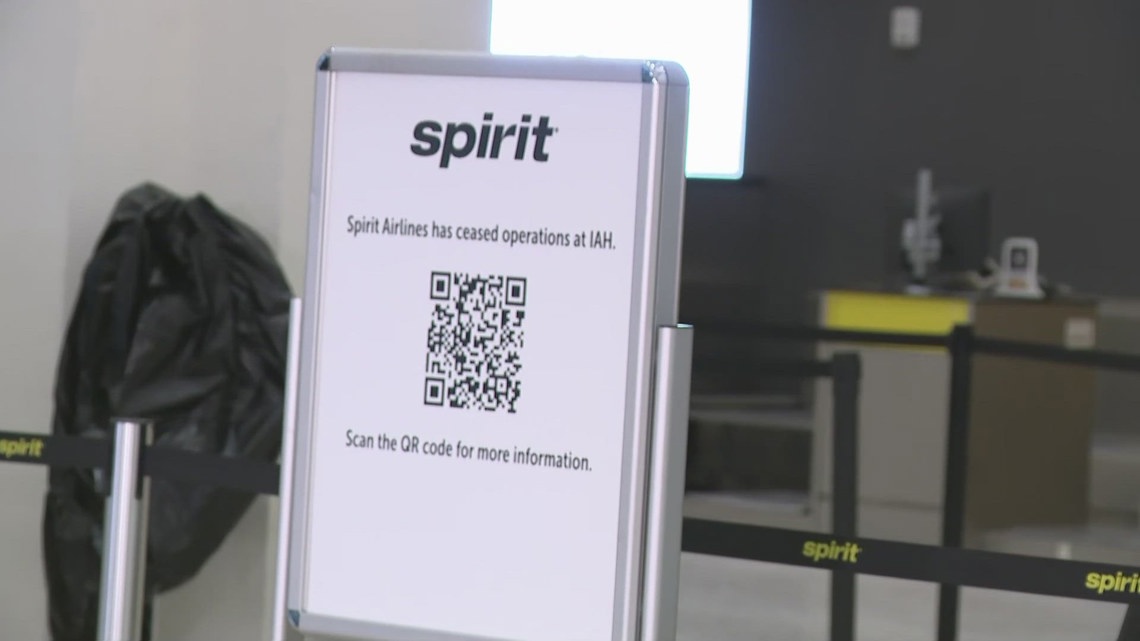 Spirit Airlines’ sudden shutdown is leaving Houston travelers stranded, searching for flights and trying to track d...