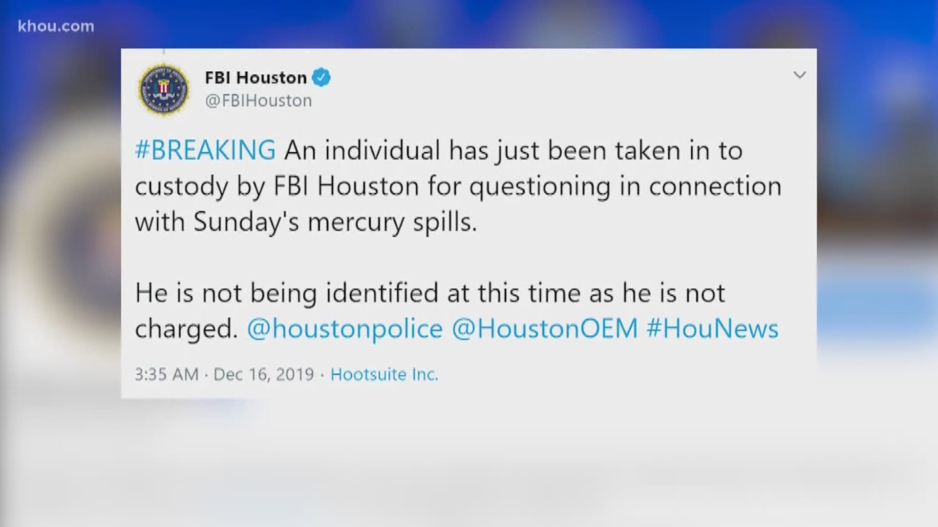 Police want to know how the mercury ended up at three different locations near a west Houston intersection. Here's the latest from the #HTownRush team.