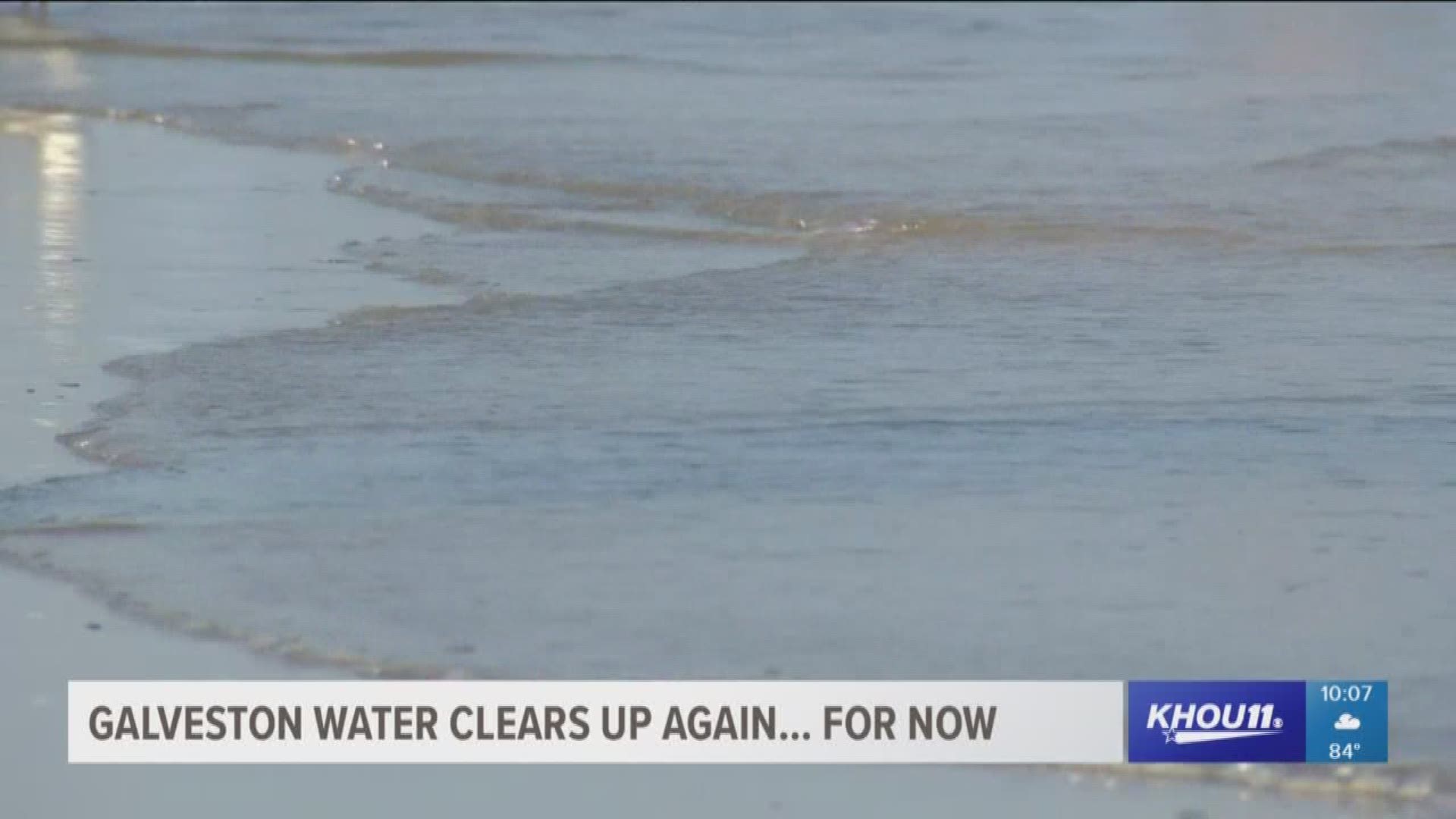 It's "Deja blue" on Galveston beach, as no wind and calm waves create the perfect storm for clear waters.