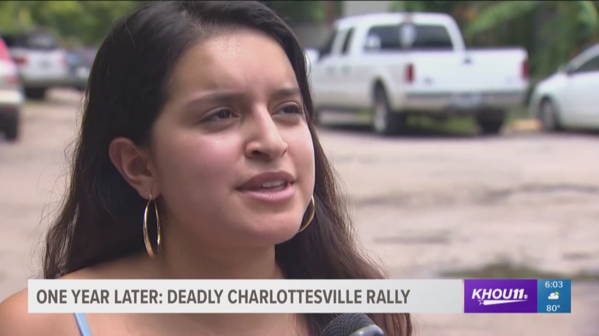 Houston native Natalie Romero was hospitalized last year after a driver plowed into a the crowd at a rally in Charlottesville, Virginia. One person was killed. Romero reflects with KHOU 11 News.