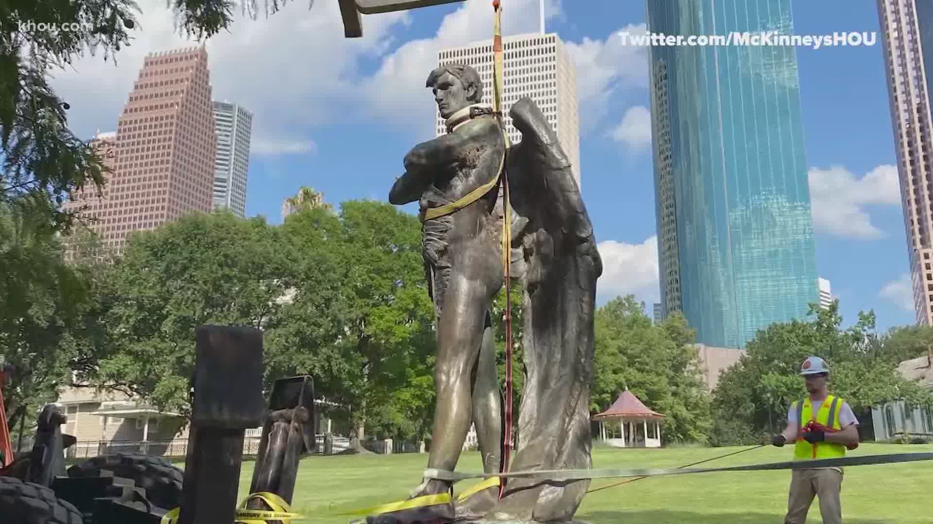 The statue will be later placed at the Houston Museum of African-American Culture.