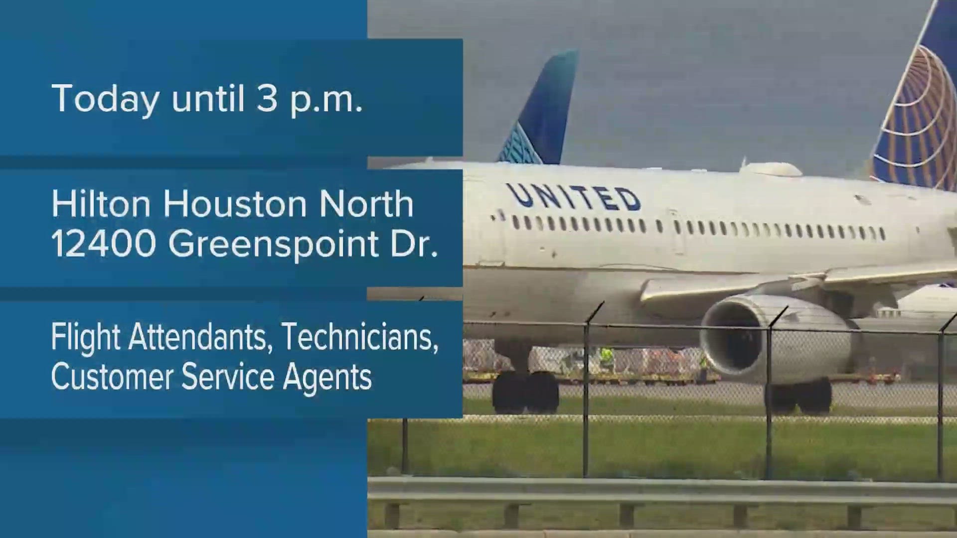 United is hosting a career fair Thursday for jobs that include flight attendants, customer service and ramp agents.