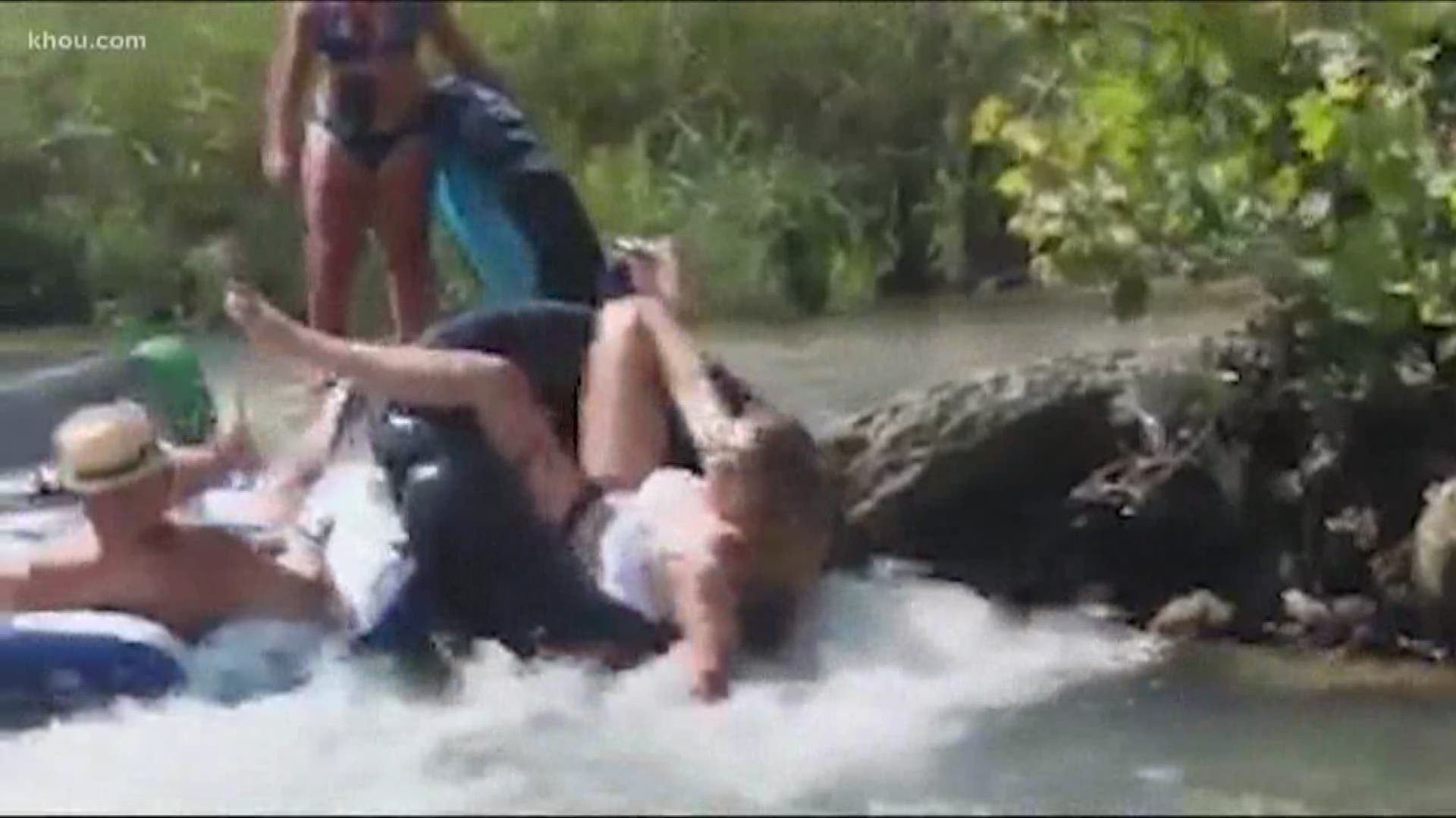 A New Braunfels man set up a camera near the river and caught a bunch of tuber wipeouts!