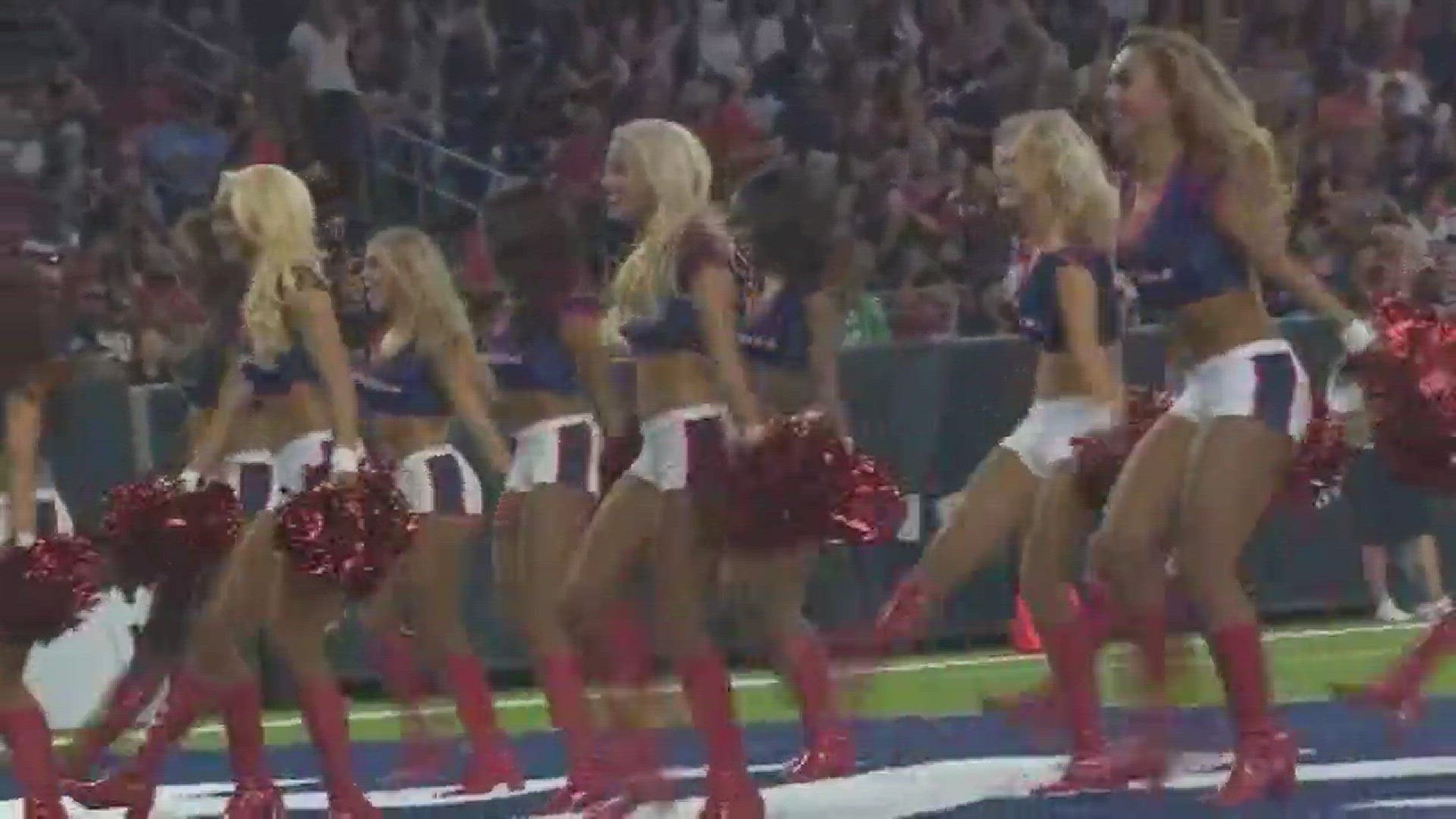 The Houston Texans Cheerleaders perform during the preseason game against the New Orleans Saints.