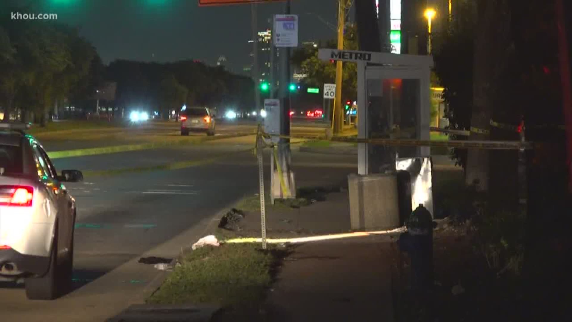 Police are searching for the person who stabbed a man as he waited for the bus in southwest Houston.