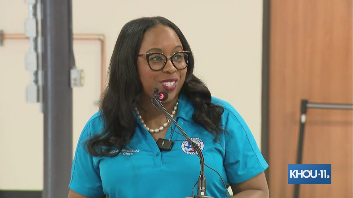 Harris County Clerk Teneshia Hudspeth speaks on District Attorney Kim
