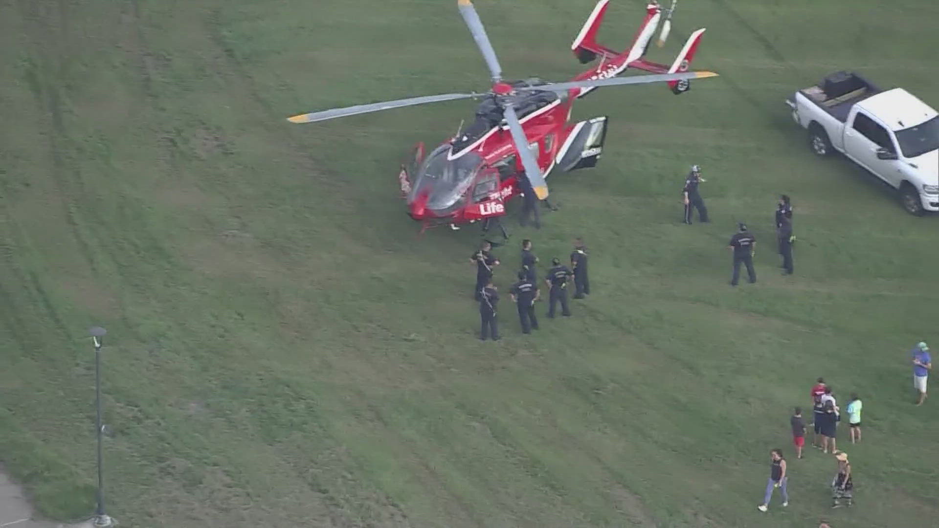 From Air 11, you could see the Life Flight in the park.