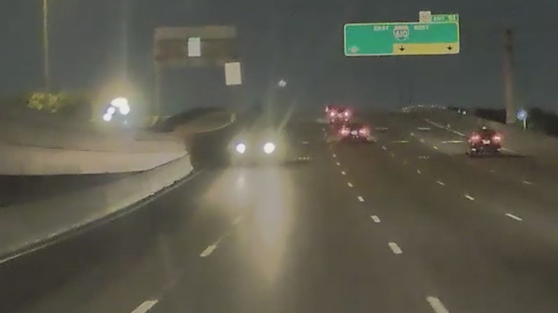A wrong-way driver caused a chain-reaction crash on I-45 North southbound in Houston, and one witness says it "looked like a movie scene."