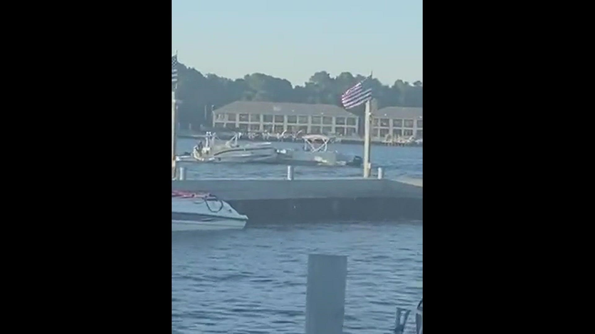 A boating accident occurred on the lake outside of Conroe Lake House restaurant.
Credit: Felicity P.