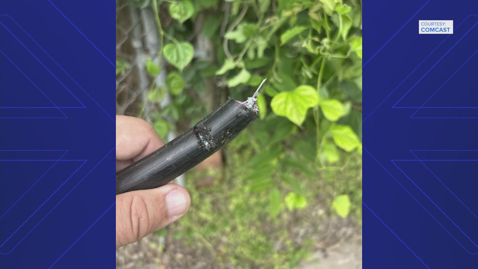 Comcast reports vandals deliberately cut fiber lines causing widespread outages. Service was restored around 5:30 PM after repairs were completed.