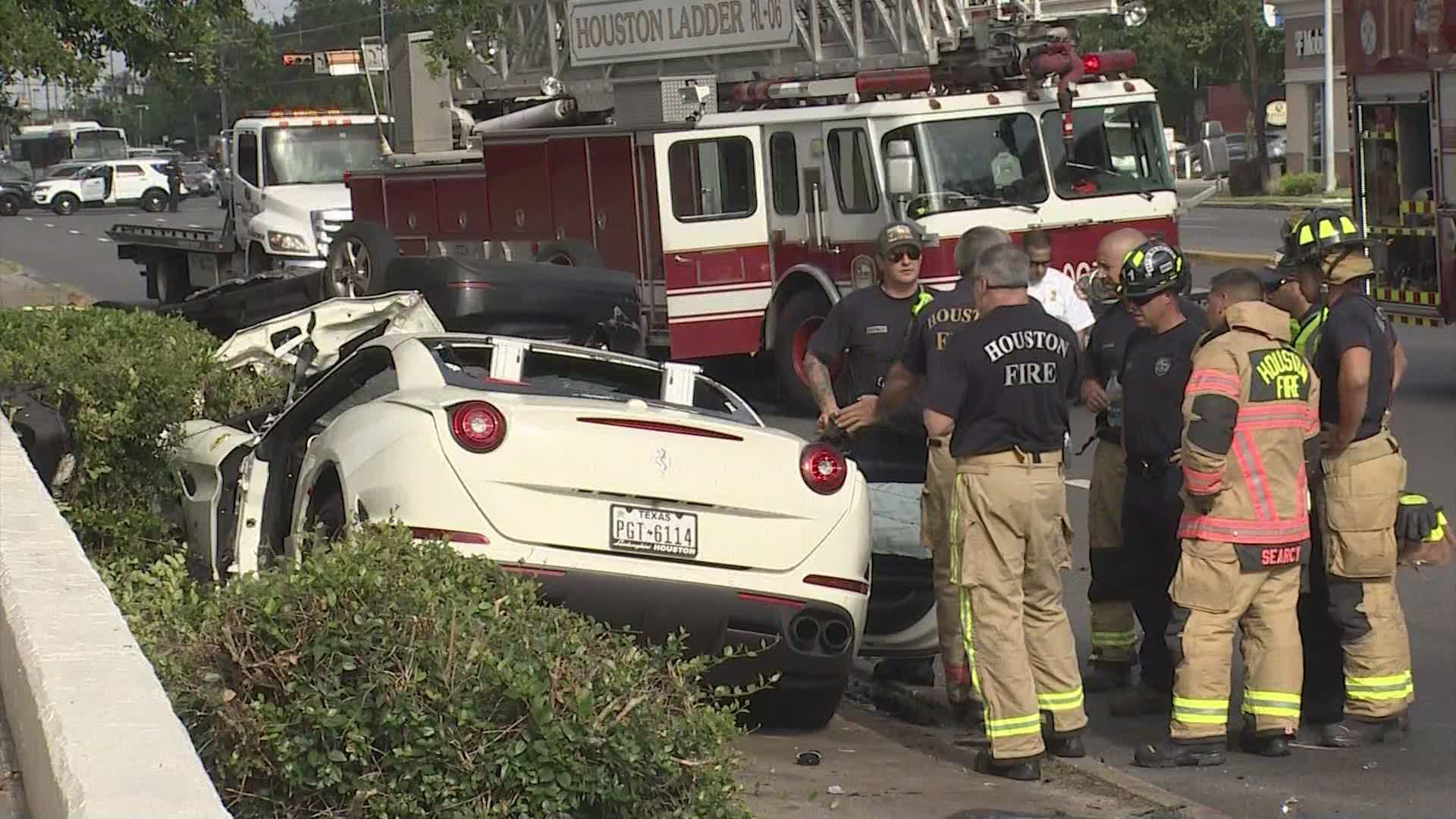 Two drivers are dead after an out-of-control Ferrari crashed into oncoming traffic Monday morning, according to the Houston Police Department.