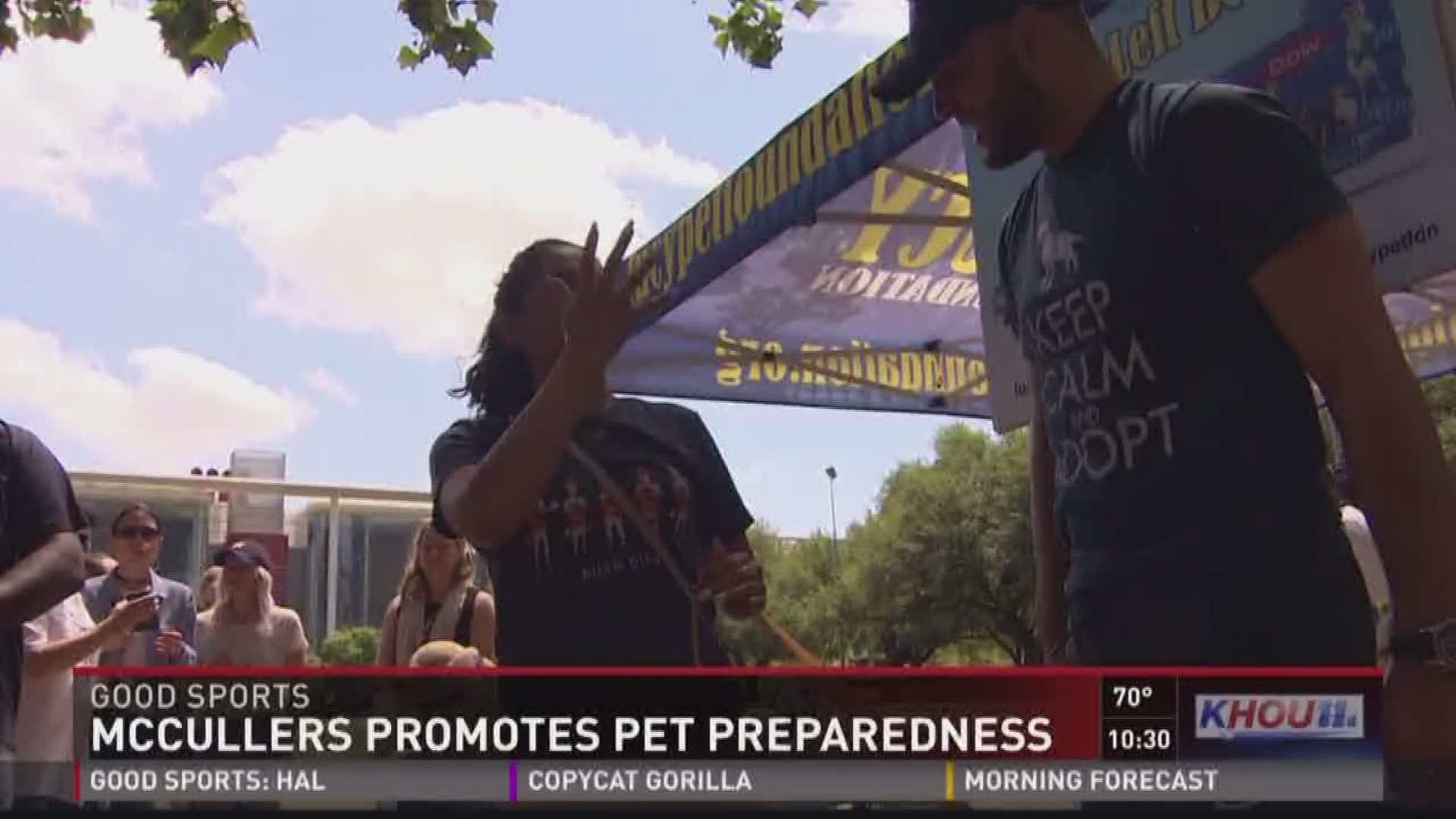 Astros pitcher Lance McCullers took pictures with fans and their pets at Discovery Green. He was promoting pet preparedness. Texans DB Andre Hal treated kids to a shopping spree for a triathlon at NRG. 