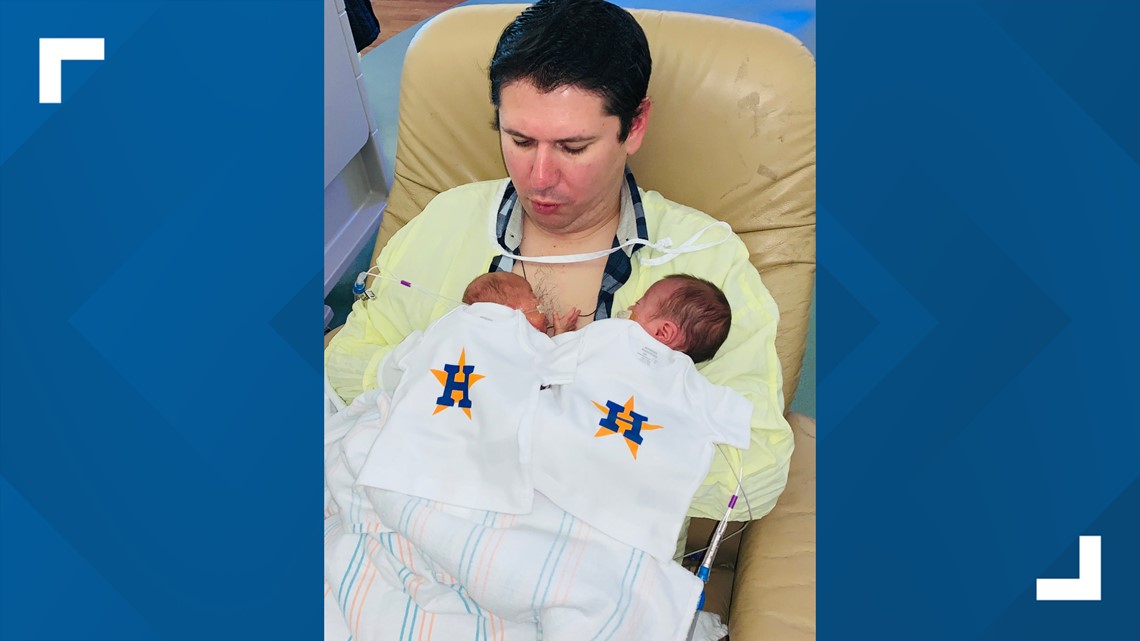 Orbit surprises newborns at Methodist Hospital with Astros gear