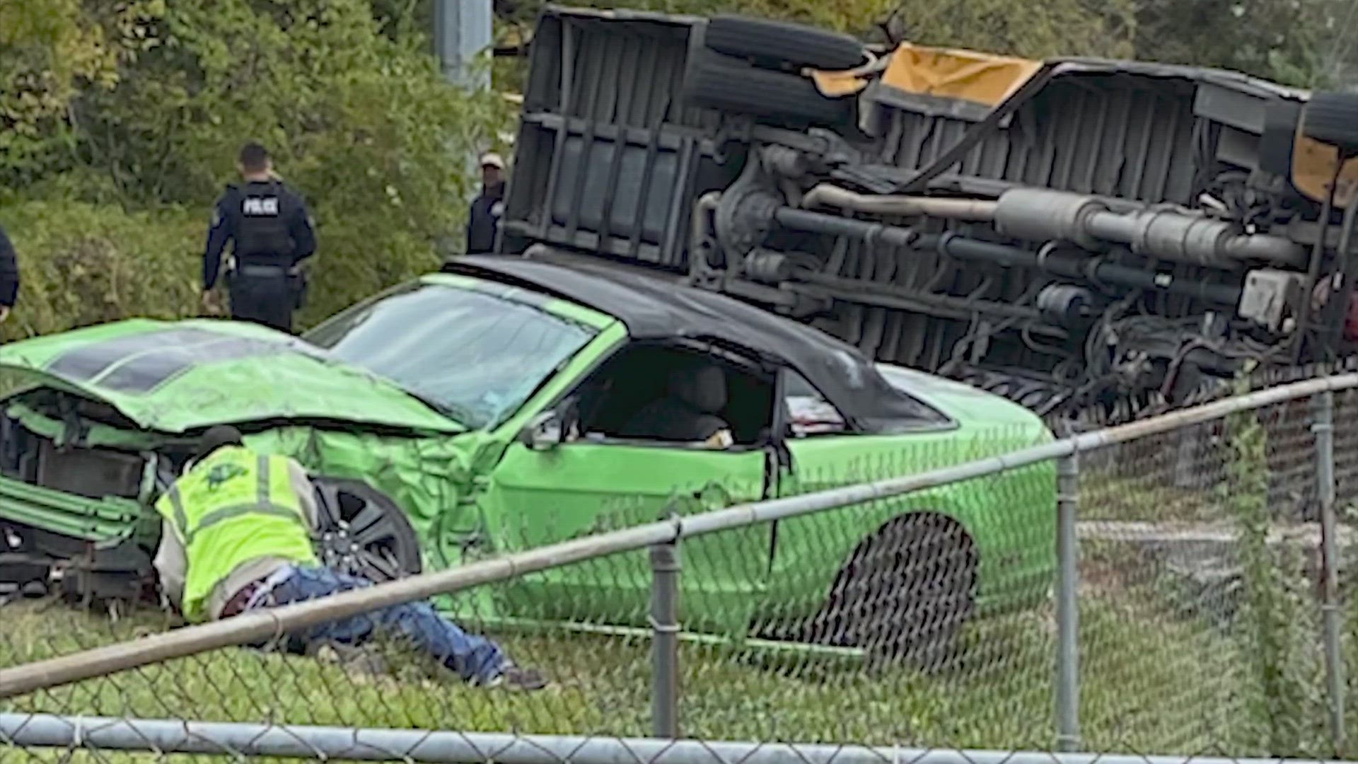 Two women were taken to the hospital after a rollover crash involving a Houston ISD bus Tuesday morning.