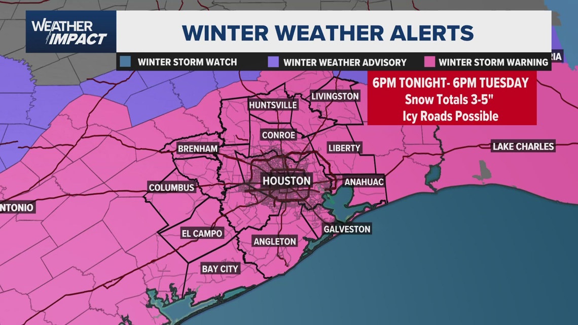 Houston area continues last-minute preps for Arctic blast bringing snow ...