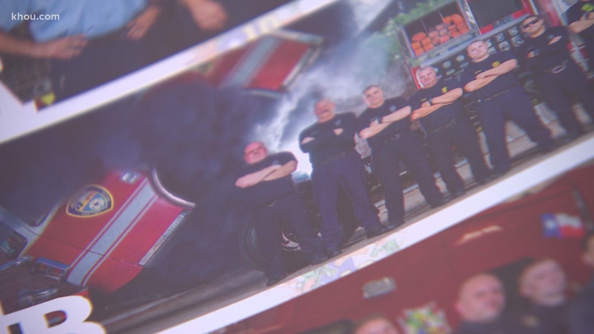 Station 10 B-shift crew members are seen posing in front of engine 10 with smoke spewing from under its engine cab.