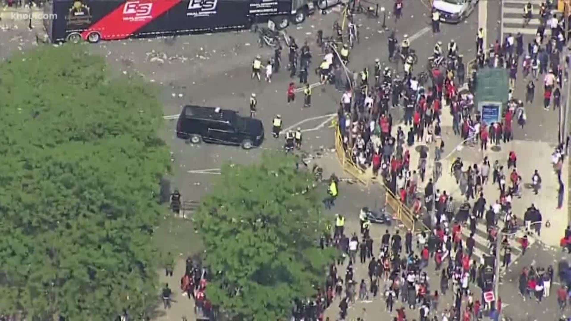 Toronto police say someone started shooting near the victory parade for the NBA champion Raptors. Plus, a Roman Forest police officer was riding his motorcycle, escorting heavy equipment on the North loop when a pickup truck hit him.