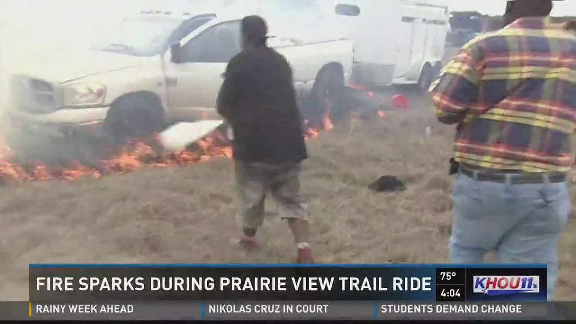 There was a scare for Prairie View trail riders Monday afternoon when a fire broke out where they had set up camp. "Somebody yelled 'Fire!", we saw smoke and within seconds, the fire was spreading," said KHOU 11's Blake Mathews. t's not clear what started